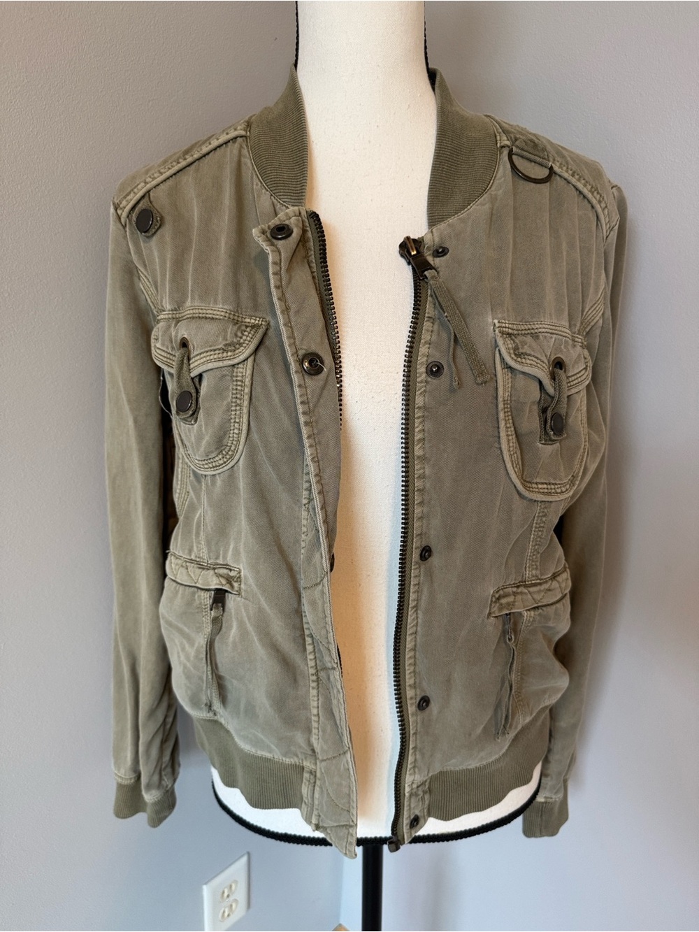 Women’s Olive Green Utility Bomber Jacket